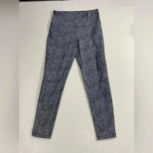 Athleta Delancey Textured Moto Tight Womens Med. Black White Ankle Zip like new